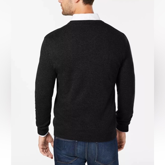 NWT Men’s Club Room Black V-Neck 100% Cashmere Sweater Sz Small Rtl $149 2-Ply - Picture 2 of 13